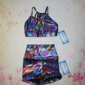 Sports Bra Top Shorts Set New Size IC 6-7 Dance Gymnastics Cheer Jazz Costume